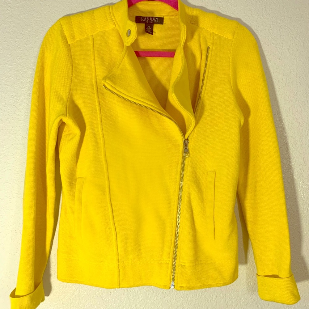 RALPH LAUREN motto yellow sweater jacket SP - Picture 1 of 3